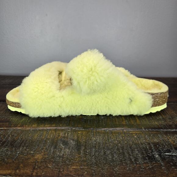 Birkenstock Arizona Shearling Womens 8 EU 39 Narrow Sandals Yellow Brown - Picture 6 of 10